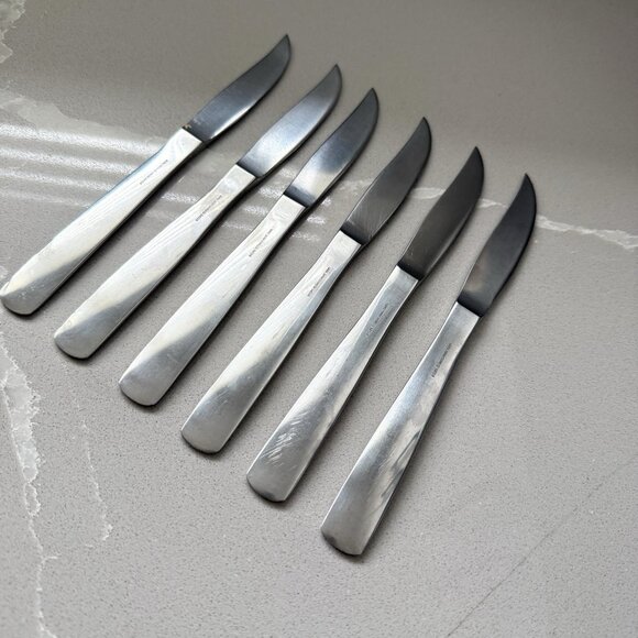 Gense Set Of 6 Facette Steak Knives And Holder Stainless Steel Sweden 8” Vintage - Picture 1 of 7